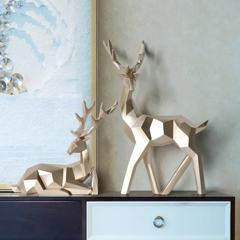 Resin deer statue in simple modern style for home decor table ornament