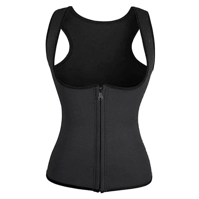 Zipper-style ladies neoprene corset in blue for tummy control and yoga