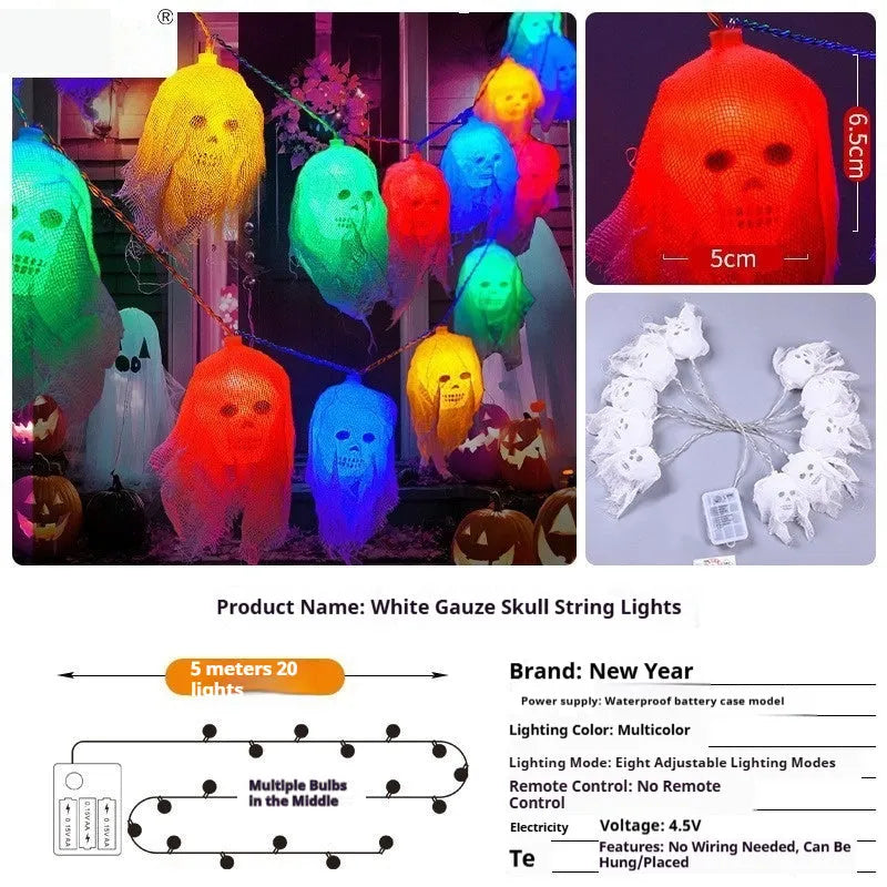 Halloween coloured decorative lights with battery box for indoor wall decoration