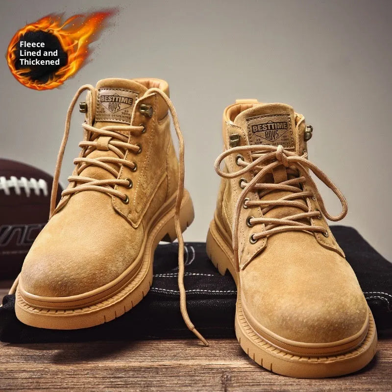 Men's retro British style shoes with pigskin lining and rubber sole, yellow or brown, sizes 39-49