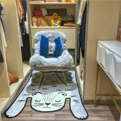 Soft cotton baby play mat with white tiger design for children's floor activities and living room decoration
