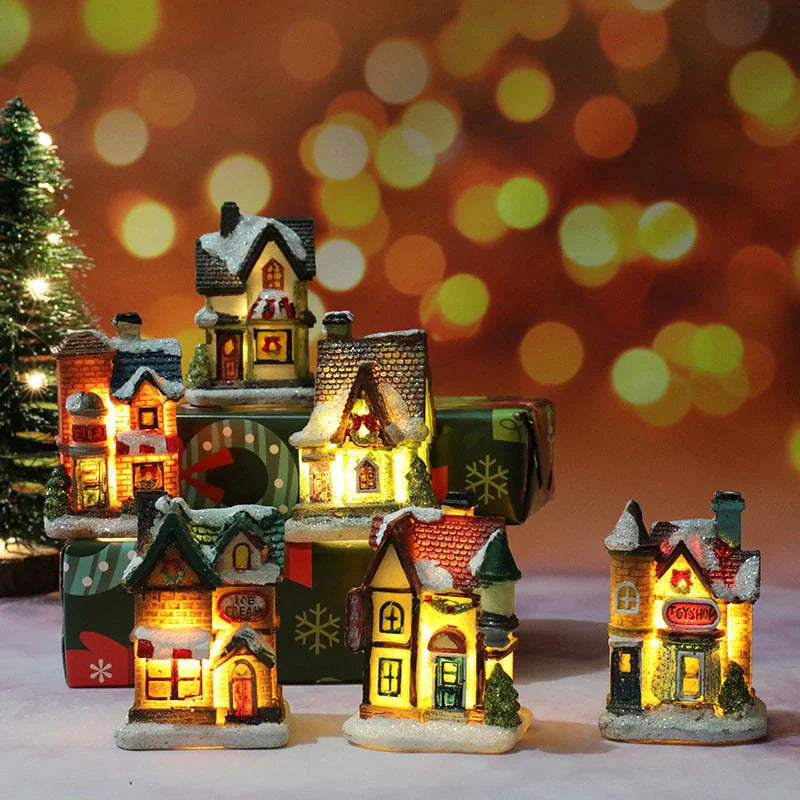 Christmas Decorations Micro Landscape Resin House with intricate design, 4cm * 6.5cm * 9cm