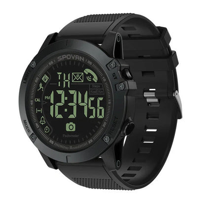 Round electronic fitness watch with waterproof feature and call notifications
