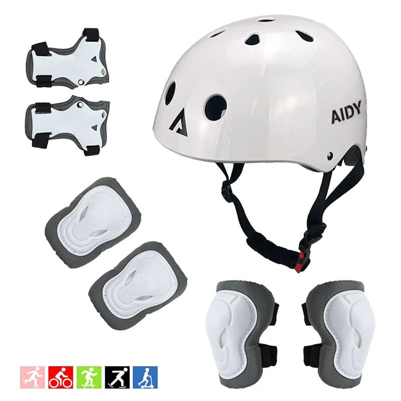 Children's roller skating protective helmet in blue, black, and yellow
