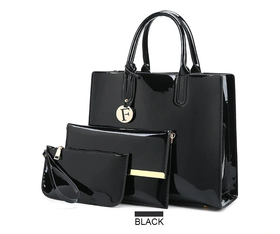 3 Sets Leather Handbags in various colours with zipper closure and cell phone pocket