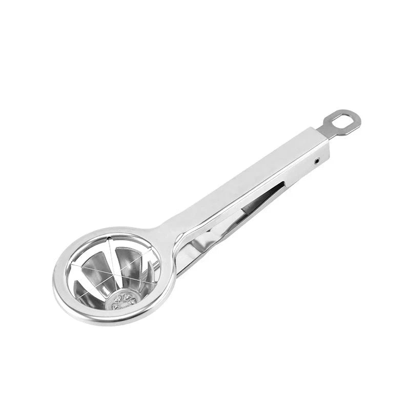 Stainless steel hexagonal egg cutter for perfect slices, kitchen gadget