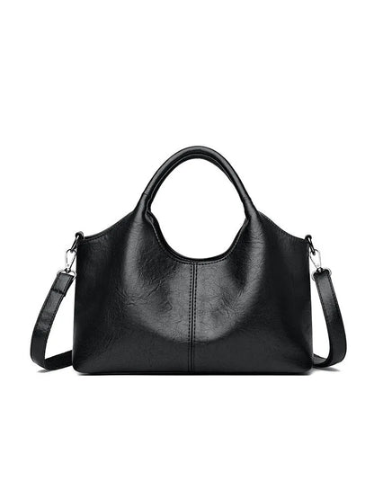 Women's soft genuine leather large crossbody bag shown in available colours: black, brown, wine red, yellow, beige, bronze, green.