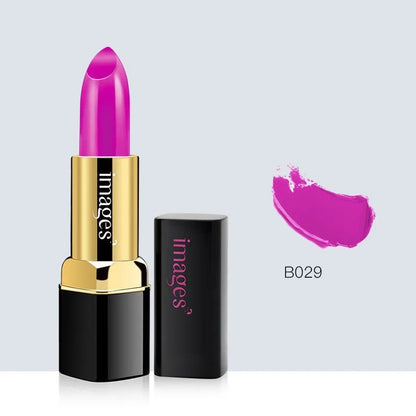 A tube of natural lipstick lip gloss in a choice of ten colours, showing a net weight of 3.8g.