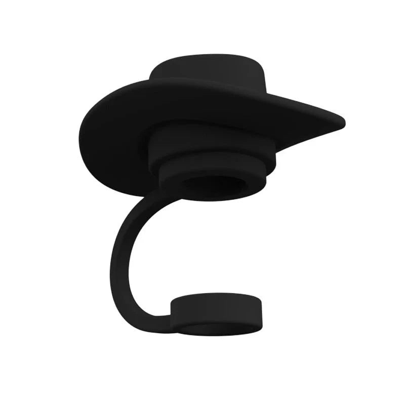Stylish cowboy hat-shaped straw covers made of food-grade silicone in vibrant macaroon colors for protecting and decorating drinks
