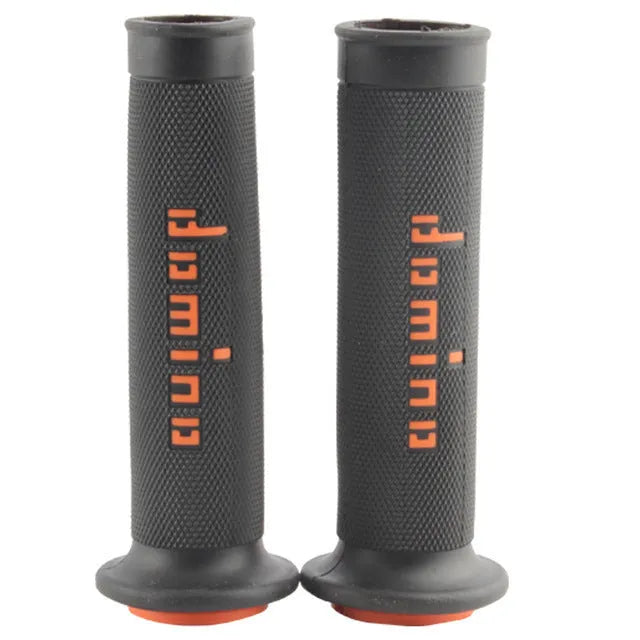 Pair of non-slip rubber motorcycle handle grips for 22mm or 24mm bars in multiple colour options.