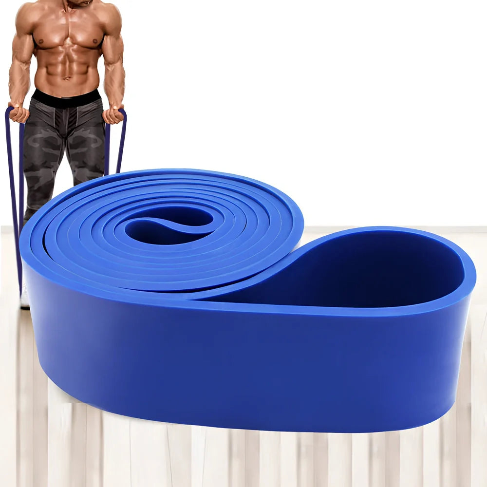 Fashion fitness stretch resistance band showing 2080mm length and multiple width options from 12mm to 45mm