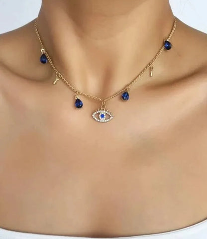 Gold plated alloy Devil's Crystal Necklace with pendant, adjustable 21cm to 50cm circumference, fashion women's jewellery
