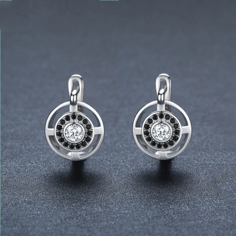Luxury zircon studded copper over earrings for women, showcasing elegant design and sparkling zircon stones.