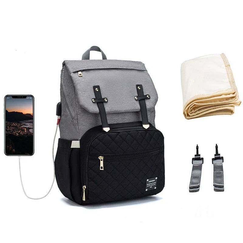 LEQUEEN Stylish Large Capacity Mummy Bag in various colors and styles, perfect for parents on the go.