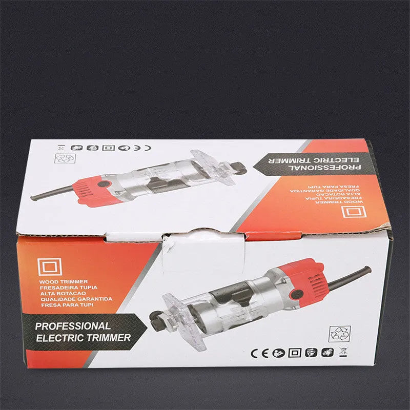 Electric Wood Polishing Trimmer 800W professional power tool with aluminium alloy body and dustproof casing for detail work and fine sanding on wood, plastics, and composites, 220V AC power supply, includes EU and US plug styles
