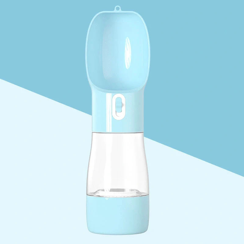Traveling Out Portable Dog Water and Food Dispenser in pink, green, blue, and gray