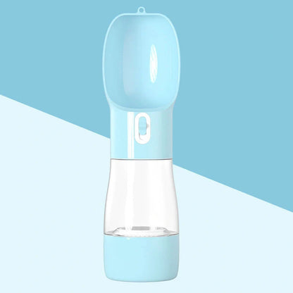 Traveling Out Portable Dog Water and Food Dispenser in pink, green, blue, and gray