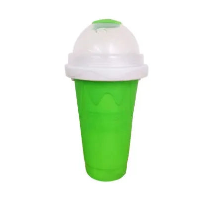 Blue green quick refrigeration pinch cup showing 10.6cm height and 20.6cm diameter with double-layer construction