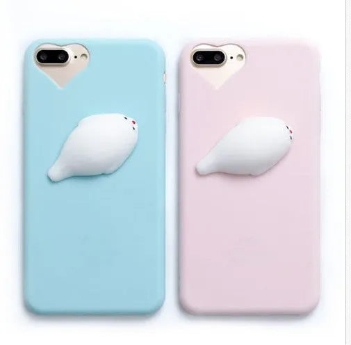 3D cartoon cat silicone TPU phone case for iPhone models, showing soft texture and anti-knock protection
