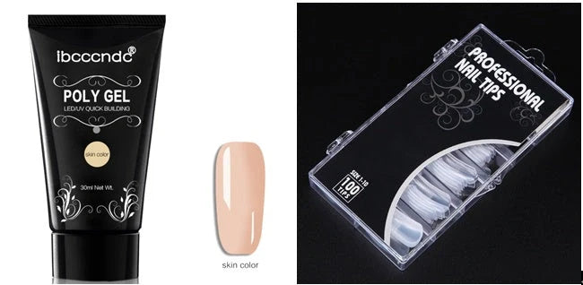 100-piece scaled nail crystal set with painless extension glue in six colours