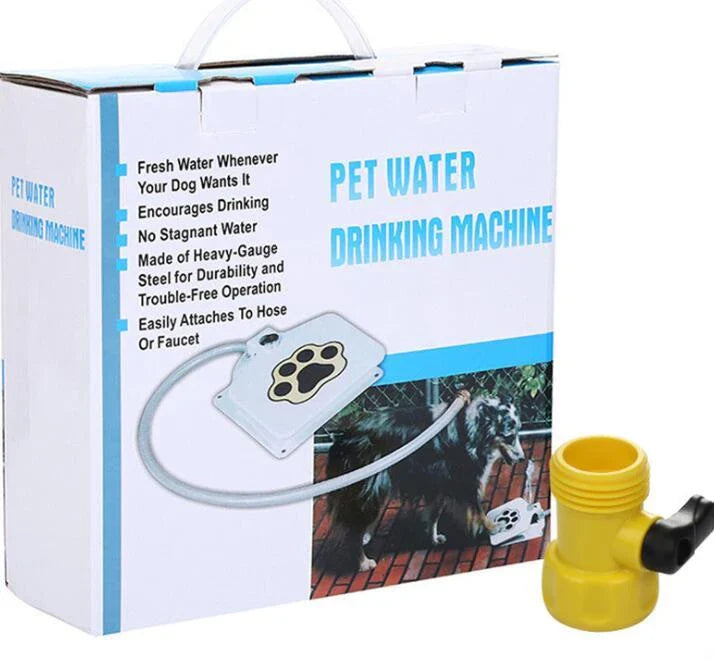 Automatic Dog Water Fountain with paw-activated water dispenser in a backyard setting