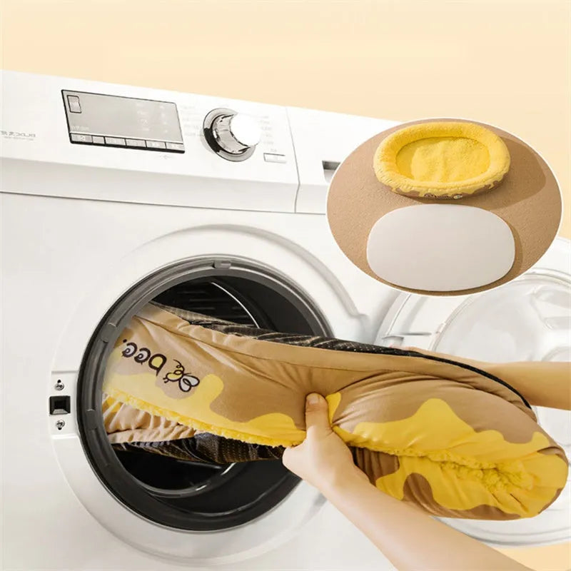 Grey washable dog bed with a detachable cover shown next to a yellow one, sized for a small to medium dog.