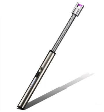 Rechargeable windproof electric lighter, 255mm zinc alloy PVD ice plated, USB charging, 360 rotation, multiple colours