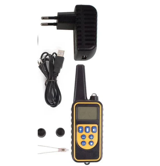Electric dog training collar with remote control, adjustable levels, and waterproof design