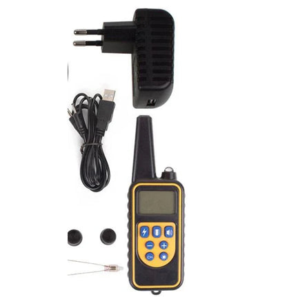 Electric dog training collar with remote control, adjustable levels, and waterproof design