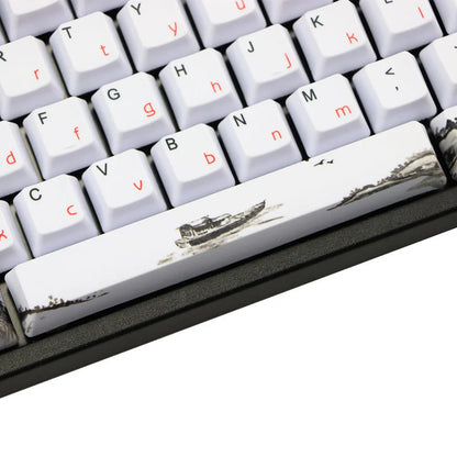 PBT Wangjiang Plum blossom themed mechanical keyboard keycap set with 109 keys in OEM height profile.