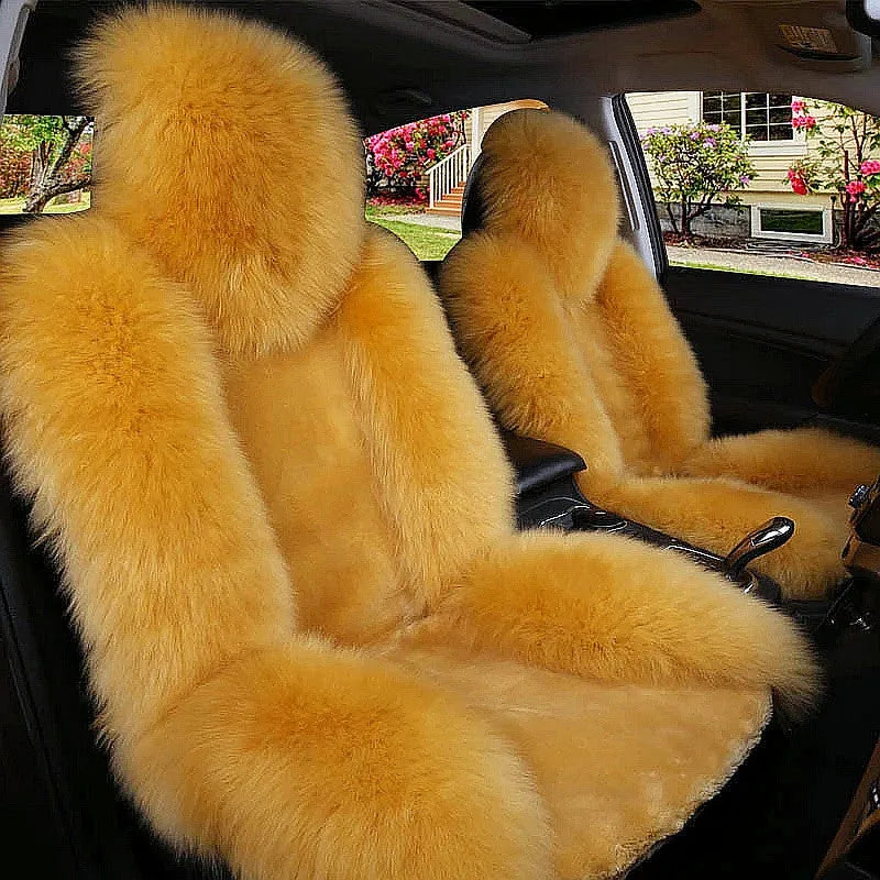 Winter Car Seat Cushion in Wool and Cashmere Blend with Cotton Filling, Single Seat Pad for Driving in Cold Weather, Available in Bean Paste, Beige, Golden Camel, Pink, Red Brown and Wine Red