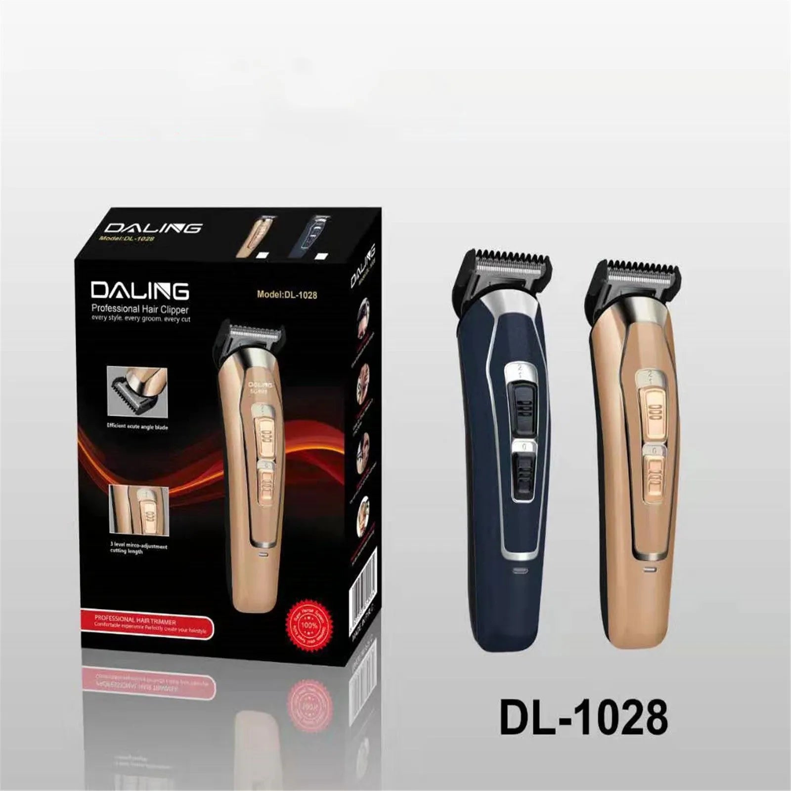 Dark blue rechargeable electric hair clipper with stainless steel cutting blades