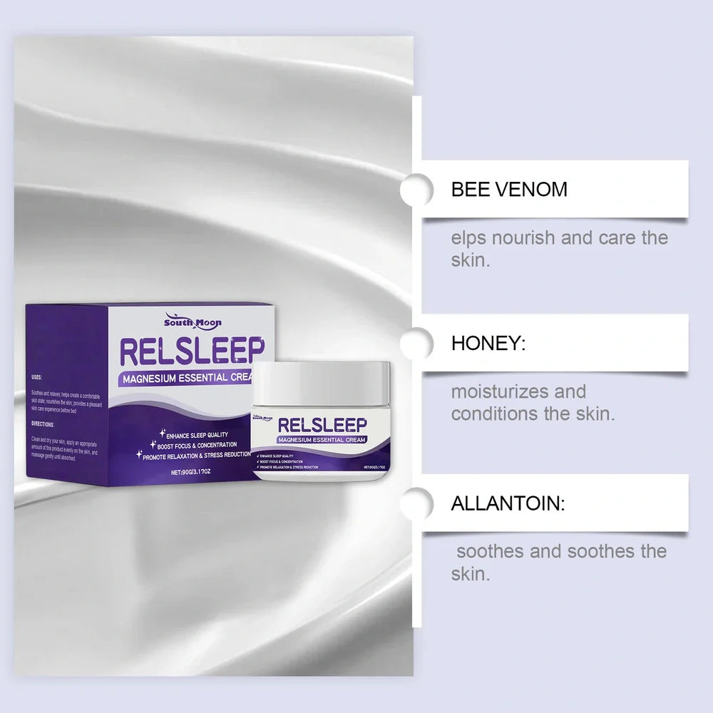 Sleep Magnesium Essence Cream 90g container with honey and magnesium sulfate for overnight skin soothing