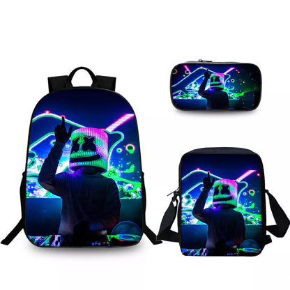 Marshmello black nylon computer backpack with laptop compartment