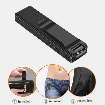 Durable magnetic digital recorder with 1080P HD video, rotating lens, and motion detection features