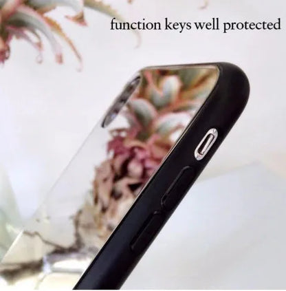 Black mirror phone case for iPhone with built-in self-timer mirror, made from TPU and PC materials