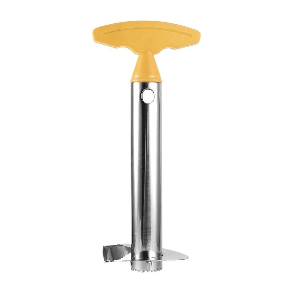 Stainless steel pineapple peeler tool with ABS handle in black, green and yellow colour options