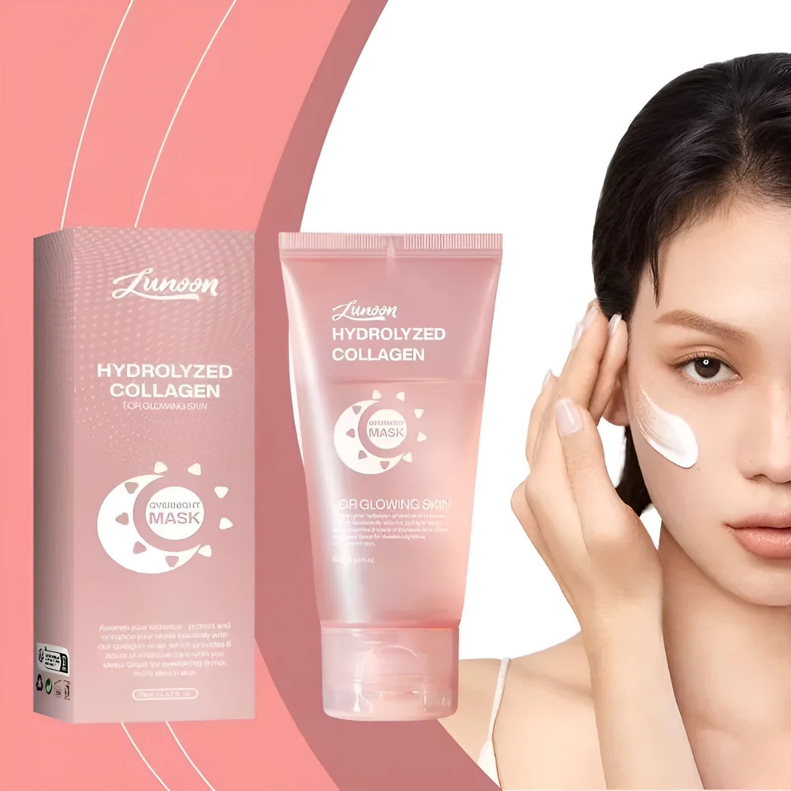 Collagen night face mask 75ml bottle with application brush for firming and anti-wrinkle treatment