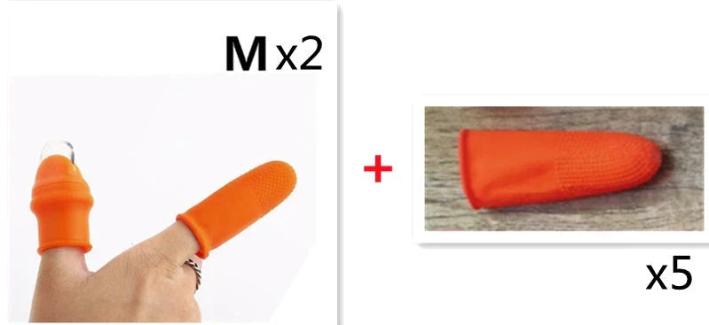 Silicone thumb protector with sharp curved blade for effortless vegetable, fruit, and crop harvesting in the garden or farm
