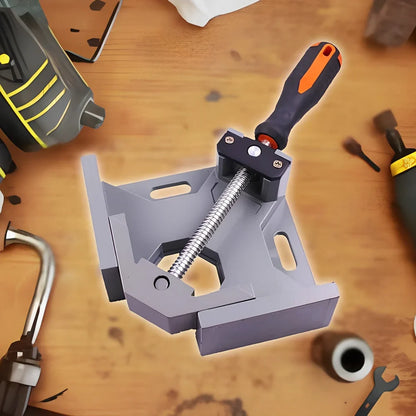 Corner Perfecter 90-degree right angle welding and woodworking fixture with adjustable jaws and rubber handle