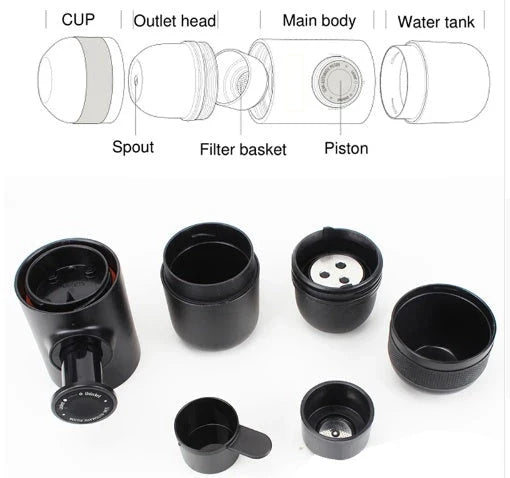Compact Portable Manual Espresso Coffee Maker - Durable, Portable Coffee Brewer for Barista-Quality Drinks Anywhere