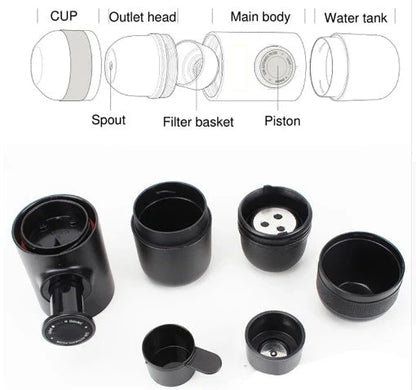 Compact Portable Manual Espresso Coffee Maker - Durable, Portable Coffee Brewer for Barista-Quality Drinks Anywhere