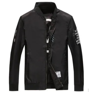 Reversible men's flight jacket in thin construction with stripe pattern and zipper closure
