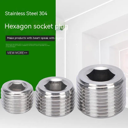 Stainless steel hexagonal bulkhead plug with 3/8 inch male thread