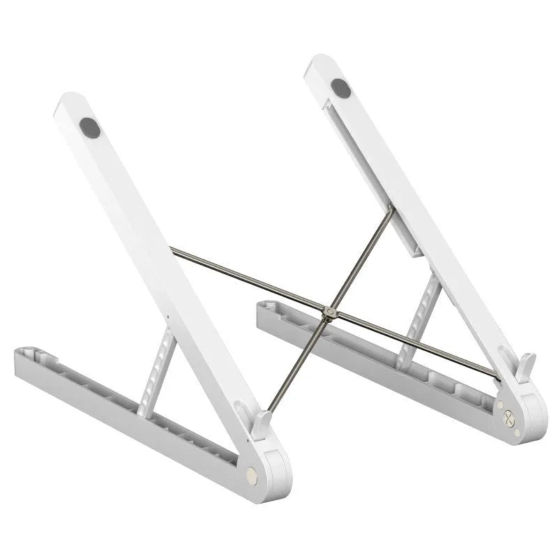 Folding ABS notebook stand in white or black, 32cm wide and 275mm deep, about 25kg load