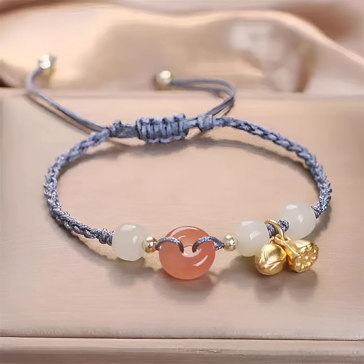 Hetian jade peace buckle bracelet with constellation design on blue strap