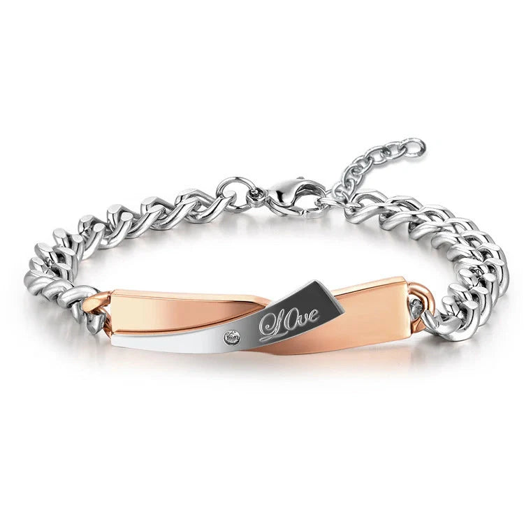 Stylish couple's cross-design stainless steel bracelets in various colours