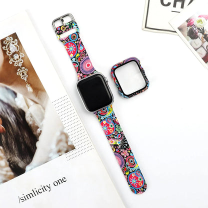 Printed silicone Apple Watch strap replacement band in multiple colours and patterns