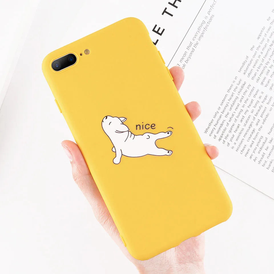 Cartoon giraffe phone case for iPhone 7 8 Plus, soft TPU silicone back cover, available in colours C to H.