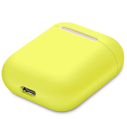 Soft silicone protective case for Apple AirPods charging box in various solid colours.
